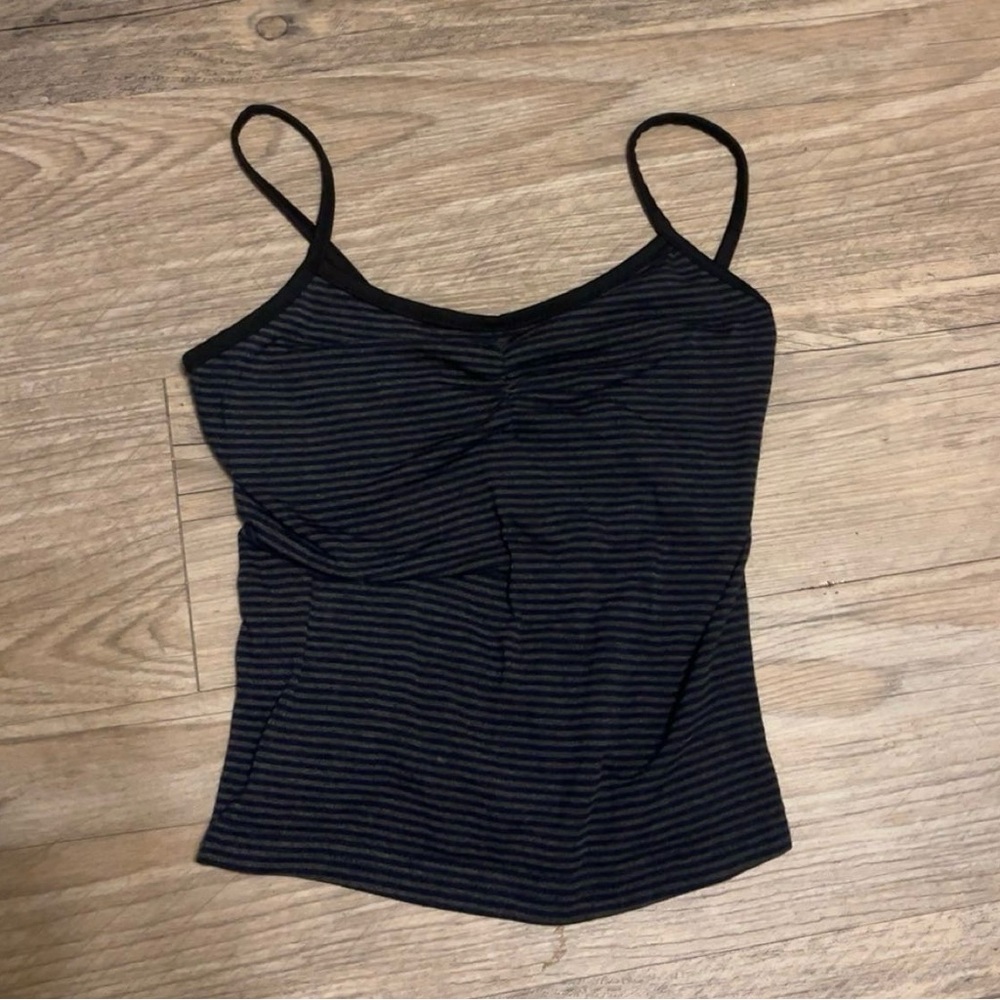ruched front striped tank top